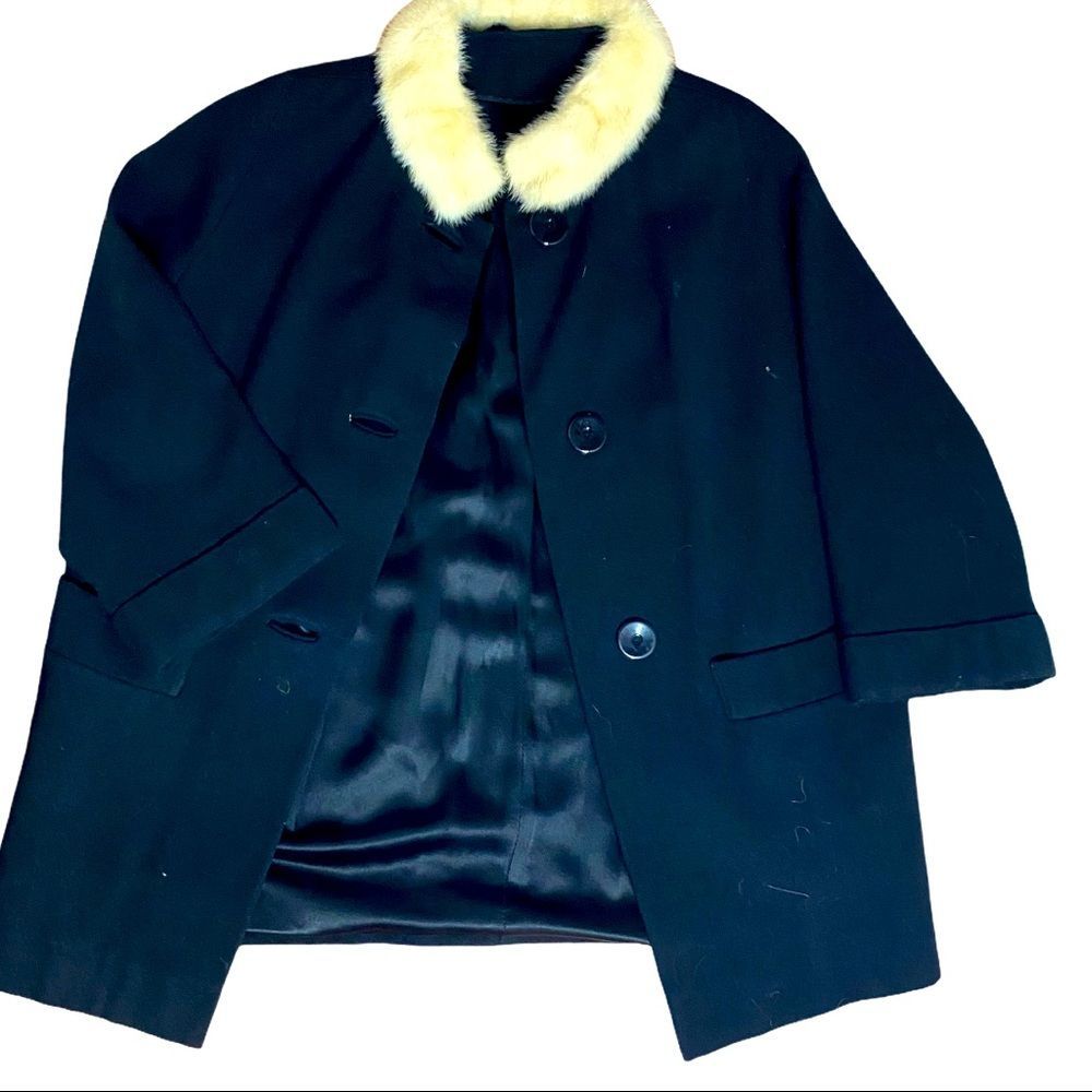 Vintage 30s-40s Wool Fur Swing Coat